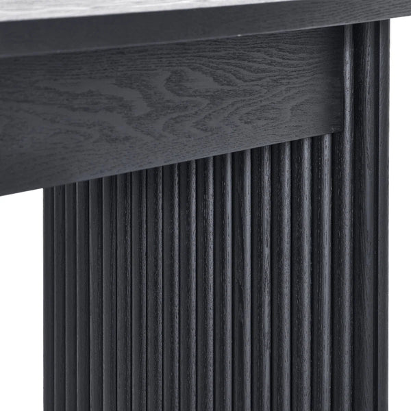 Louis Black Fluted Compact Coffee Table – Modern Matt Black Living Room Centre Table with Elegant Ribbed Detailing - Sleek Furniture