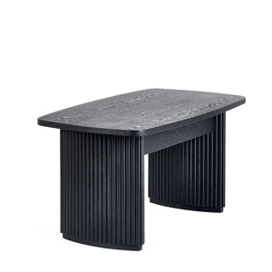 Louis Black Fluted Compact Coffee Table – Modern Matt Black Living Room Centre Table with Elegant Ribbed Detailing - Sleek Furniture