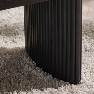 Louis Black Fluted Compact Coffee Table – Modern Matt Black Living Room Centre Table with Elegant Ribbed Detailing - Sleek Furniture
