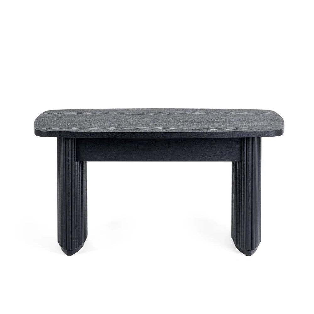 Louis Black Fluted Compact Coffee Table – Modern Matt Black Living Room Centre Table with Elegant Ribbed Detailing - Sleek Furniture