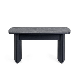 Louis Black Fluted Compact Coffee Table – Modern Matt Black Living Room Centre Table with Elegant Ribbed Detailing - Sleek Furniture