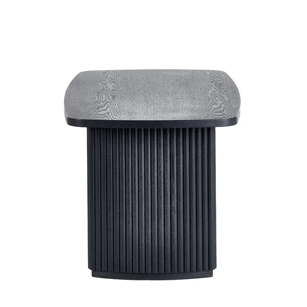 Louis Black Fluted Compact Coffee Table – Modern Matt Black Living Room Centre Table with Elegant Ribbed Detailing - Sleek Furniture