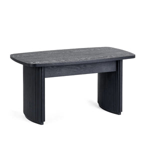 Louis Black Fluted Compact Coffee Table – Modern Matt Black Living Room Centre Table with Elegant Ribbed Detailing - Sleek Furniture