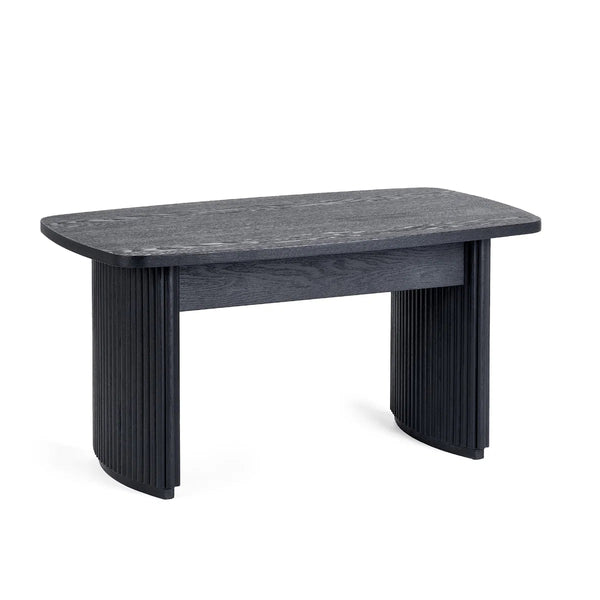 Louis Black Fluted Compact Coffee Table – Modern Matt Black Living Room Centre Table with Elegant Ribbed Detailing - Sleek Furniture