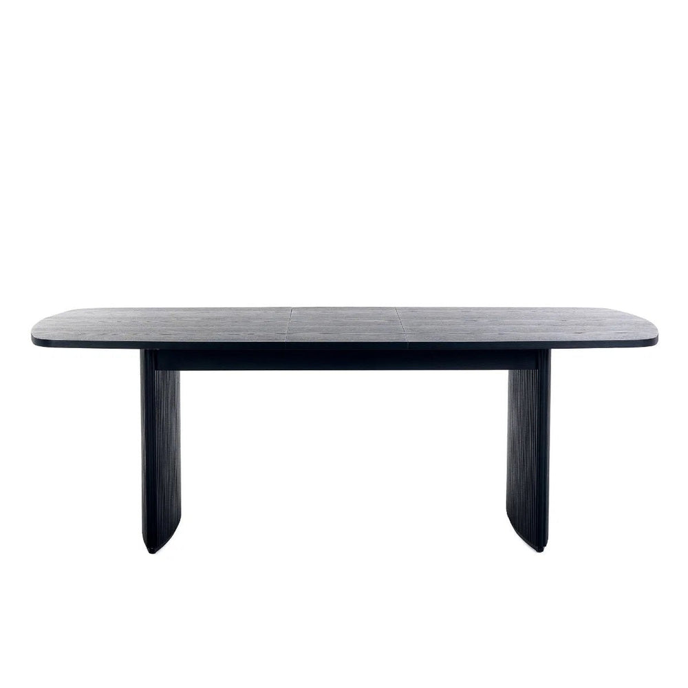 Louis Black Fluted Extending Dining Table – Modern Matt Black Pedestal Dining Table for 6–10 Seater Dining Rooms - Sleek Furniture