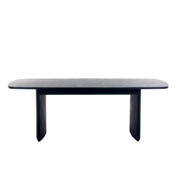 Louis Black Fluted Extending Dining Table – Modern Matt Black Pedestal Dining Table for 6–10 Seater Dining Rooms - Sleek Furniture