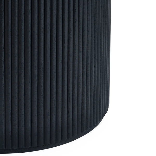 Louis Black Fluted Round Dining Table – 120cm Modern Pedestal Dining Table with Matt Black Finish - Sleek Furniture