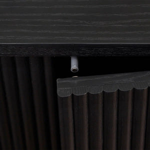 Louis Black Fluted Sideboard with 3 Push-Touch Doors – Modern Matt Black Storage Cabinet - Sleek Furniture