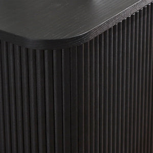 Louis Black Fluted Sideboard with 3 Push-Touch Doors – Modern Matt Black Storage Cabinet - Sleek Furniture