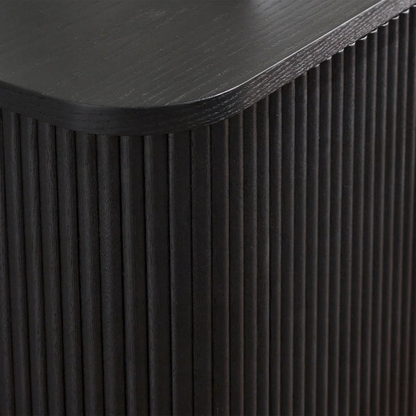 Louis Black Fluted Sideboard with 3 Push-Touch Doors – Modern Matt Black Storage Cabinet - Sleek Furniture
