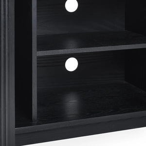 Louis Black Fluted Tv UnitLouis Black Fluted TV Unit with Push-Touch Cupboards – Modern Matt Black Entertainment Cabinet 150cm - Sleek Furniture