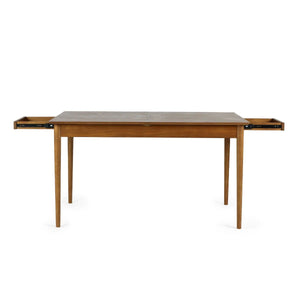 Lowry Retro Cherry Ash Extending Dining Table with 2 Push-Open Storage Drawers - Sleek Furniture