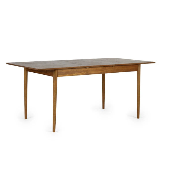 Lowry Retro Cherry Ash Extending Dining Table with 2 Push-Open Storage Drawers - Sleek Furniture