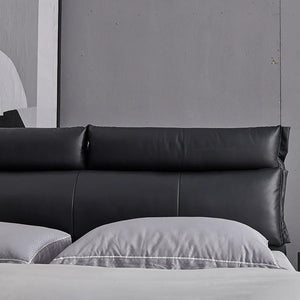 Luca Luxury King & Super King Size Upholstered Bed Frame with Leather Finish, Modern Platform Bed with Solid Wood & Steel Support, Black - Sleek Furniture