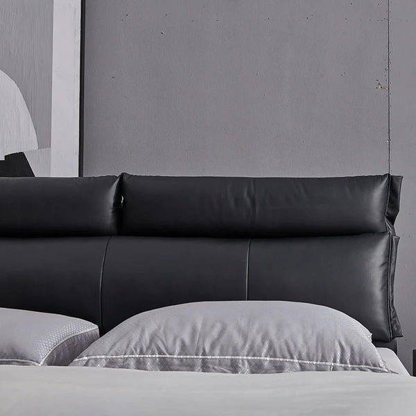 Luca Luxury King & Super King Size Upholstered Bed Frame with Leather Finish, Modern Platform Bed with Solid Wood & Steel Support, Black - Sleek Furniture