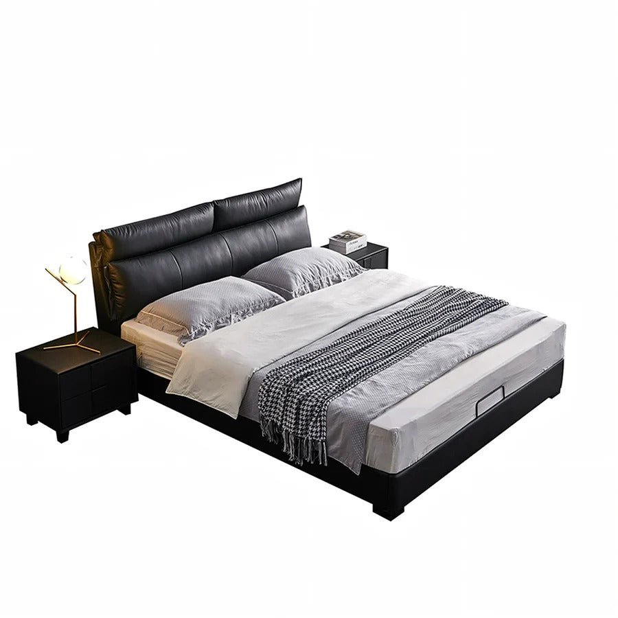 Luca Luxury King & Super King Upholstered Bed Frame Leather Finish Modern Platform Bed Solid Wood & Steel Support