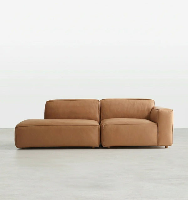 Lucian 4 Seater Corner Sofa – Modular Real Leather Corner Sofa with High Density Foam Cushions, Contemporary Modern Living Room Sofa - Sleek Furniture