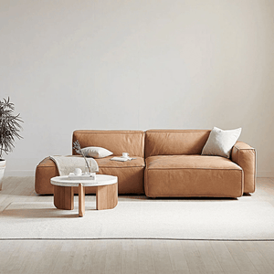 Lucian 4 Seater Corner Sofa – Modular Real Leather Corner Sofa with High Density Foam Cushions, Contemporary Modern Living Room Sofa - Sleek Furniture