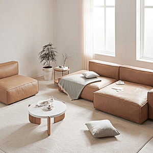 Lucian 4 Seater Corner Sofa – Modular Real Leather Corner Sofa with High Density Foam Cushions, Contemporary Modern Living Room Sofa - Sleek Furniture