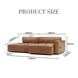 Lucian 4 Seater Corner Sofa – Modular Real Leather Corner Sofa with High Density Foam Cushions, Contemporary Modern Living Room Sofa - Sleek Furniture