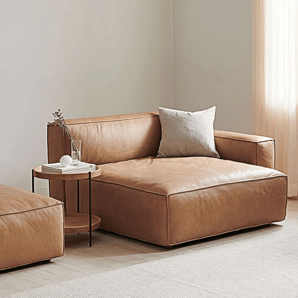 Lucian 4 Seater Corner Sofa – Modular Real Leather Corner Sofa with High Density Foam Cushions, Contemporary Modern Living Room Sofa - Sleek Furniture