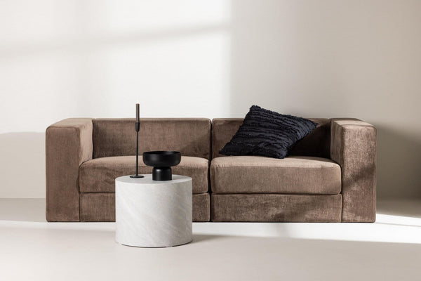 Lumi 3-Seater Sofa – Brown Linen Look Fabric – Modern Minimalist Design – Mmilo