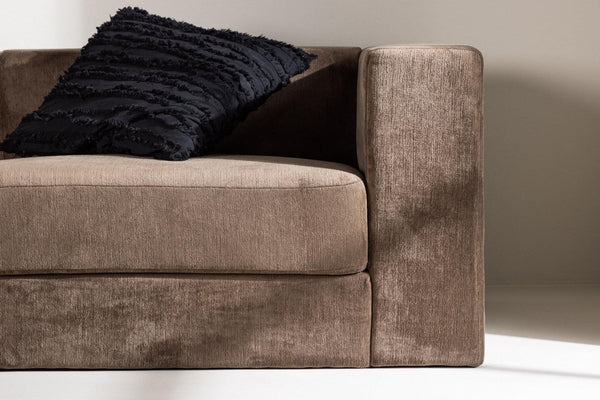 Lumi 3-Seater Sofa – Brown Linen Look Fabric – Modern Minimalist Design – Mmilo