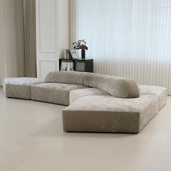 Lumi Modular Cloud 3-Seater Sofa | Contemporary Velvet Upholstered Deep-Seat Modular Sofa with Plush Sponge Cushioning | Modern Living Room Couch - Sleek Furniture