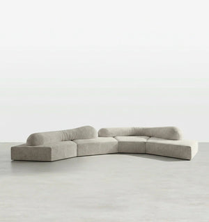 Lumi Modular Cloud 3-Seater Sofa | Contemporary Velvet Upholstered Deep-Seat Modular Sofa with Plush Sponge Cushioning | Modern Living Room Couch - Sleek Furniture