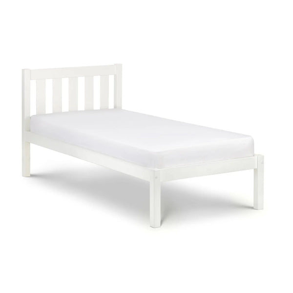 Luna 135cm Double Wooden Bed Frame in Surf White Solid Pine with Slatted Base - Sleek Furniture