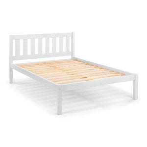 Luna 135cm Double Wooden Bed Frame in Surf White Solid Pine with Slatted Base - Sleek Furniture
