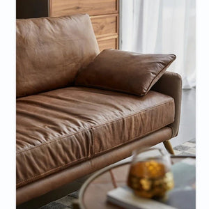 Luna 3-Seater Real Leather Sofa – Modern Contemporary Corner Style Couch with High Density Foam & Steel Frame – Comfortable Living Room Seating (Green, Brown, Grey) - Sleek Furniture