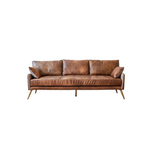 Luna 3-Seater Real Leather Sofa – Modern Contemporary Corner Style Couch with High Density Foam & Steel Frame – Comfortable Living Room Seating (Green, Brown, Grey) - Sleek Furniture