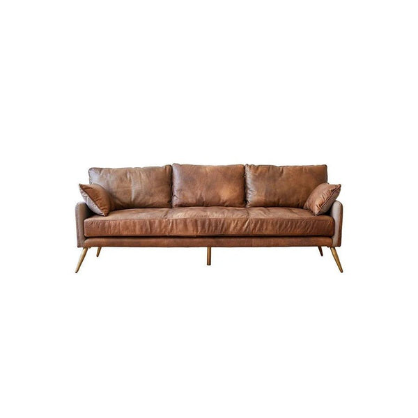 Luna 3-Seater Real Leather Sofa – Modern Contemporary Corner Style Couch with High Density Foam & Steel Frame – Comfortable Living Room Seating (Green, Brown, Grey) - Sleek Furniture