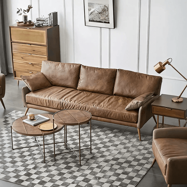 Luna 3-Seater Real Leather Sofa – Modern Contemporary Corner Style Couch with High Density Foam & Steel Frame – Comfortable Living Room Seating (Green, Brown, Grey) - Sleek Furniture