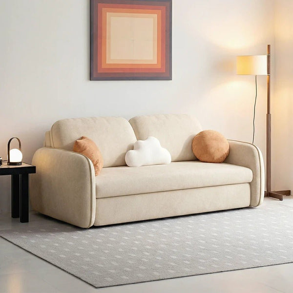 Lunana Two Seater Sofa Bed With Drawer | Convertible Fold-Out Sofa to Bed with Storage Drawer | Suede Upholstered Space-Saving Sleeper Sofa for Living Room & Guest Room | Modern Design - Sleek Furniture