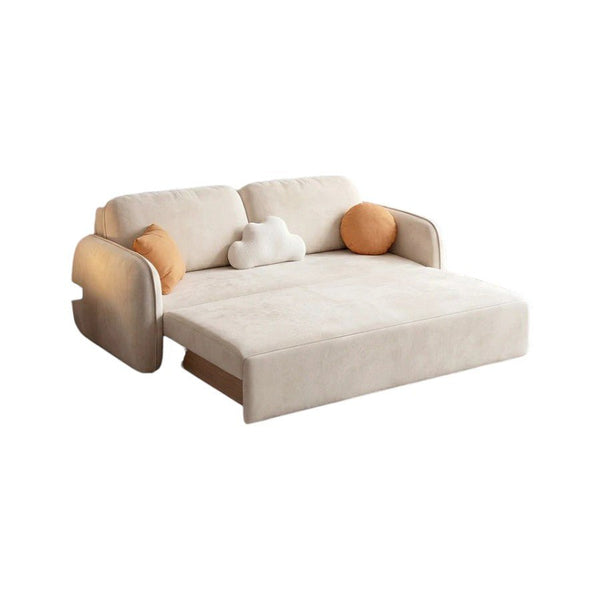 Lunana Two Seater Sofa Bed With Drawer | Convertible Fold-Out Sofa to Bed with Storage Drawer | Suede Upholstered Space-Saving Sleeper Sofa for Living Room & Guest Room | Modern Design - Sleek Furniture