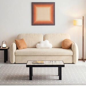 Lunana Two Seater Sofa Bed With Drawer | Convertible Fold-Out Sofa to Bed with Storage Drawer | Suede Upholstered Space-Saving Sleeper Sofa for Living Room & Guest Room | Modern Design - Sleek Furniture