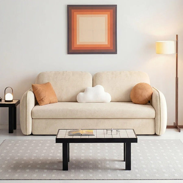 Lunana Two Seater Sofa Bed With Drawer | Convertible Fold-Out Sofa to Bed with Storage Drawer | Suede Upholstered Space-Saving Sleeper Sofa for Living Room & Guest Room | Modern Design - Sleek Furniture