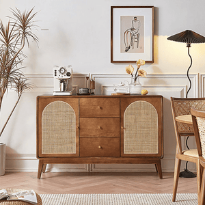 Luxander Vintage Walnut Sideboard Cabinet – Solid Wood Storage Unit with Modern Design & Spacious Compartments (130cm) - Sleek Furniture