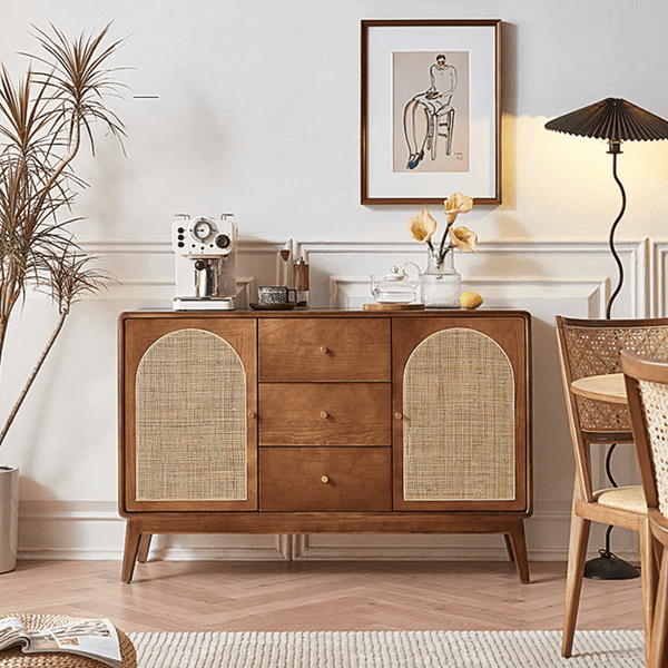 Luxander Vintage Walnut Sideboard Cabinet – Solid Wood Storage Unit with Modern Design & Spacious Compartments (130cm) - Sleek Furniture