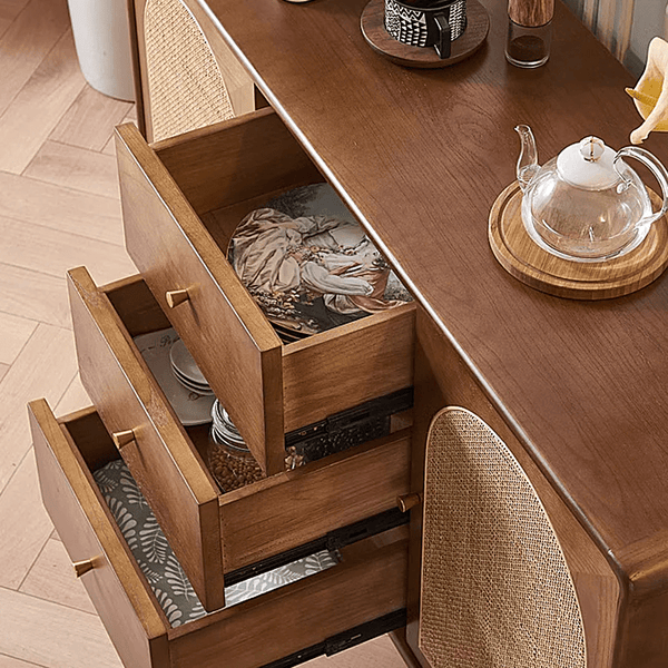 Luxander Vintage Walnut Sideboard Cabinet – Solid Wood Storage Unit with Modern Design & Spacious Compartments (130cm) - Sleek Furniture