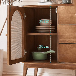 Luxander Vintage Walnut Sideboard Cabinet – Solid Wood Storage Unit with Modern Design & Spacious Compartments (130cm) - Sleek Furniture