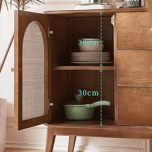 Luxander Vintage Walnut Sideboard Cabinet – Solid Wood Storage Unit with Modern Design & Spacious Compartments (130cm) - Sleek Furniture