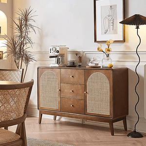 Luxander Vintage Walnut Sideboard Cabinet – Solid Wood Storage Unit with Modern Design & Spacious Compartments (130cm) - Sleek Furniture