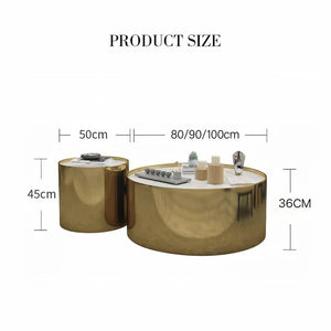 Luxury Coffee Table Set – Sintered Stone Top with Gold Metal Frame | Modern Contemporary Living Room Center & Side Tables Set | Durable Designer Coffee Table Furniture - Sleek Furniture