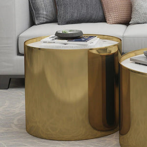Luxury Coffee Table Set – Sintered Stone Top with Gold Metal Frame | Modern Contemporary Living Room Center & Side Tables Set | Durable Designer Coffee Table Furniture - Sleek Furniture