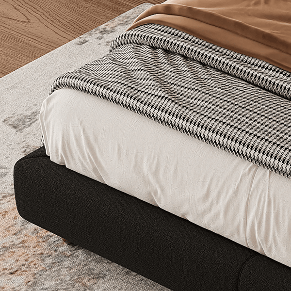 Lysander King Size Upholstered Bed Frame – Black Wooden Structure with Soft Flannelette Finish, Contemporary Modern Bedroom Bed (Mattress Not Included) - Sleek Furniture