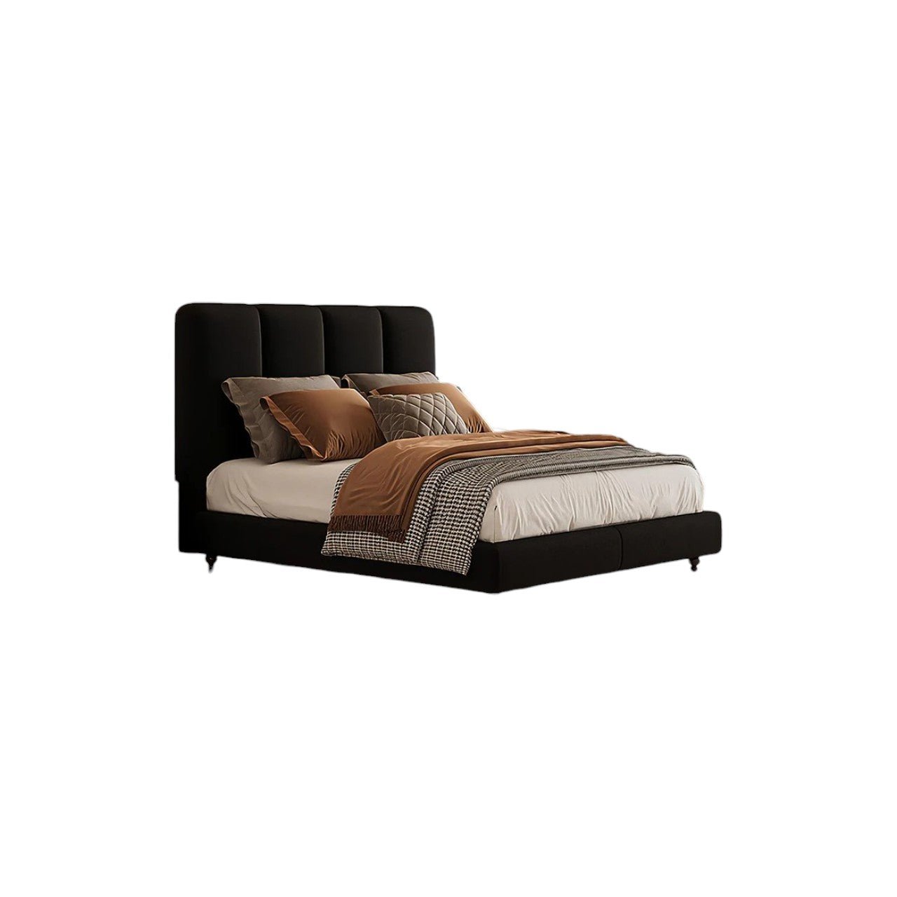 Lysander King Upholstered Bed Frame – Wooden Structure Soft Flannelette Finish Contemporary Modern Bedroom Bed