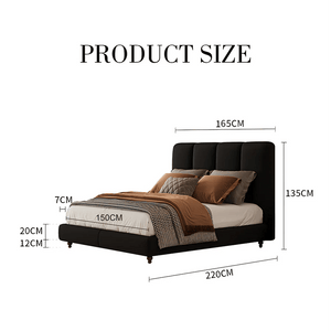 Lysander King Size Upholstered Bed Frame – Black Wooden Structure with Soft Flannelette Finish, Contemporary Modern Bedroom Bed (Mattress Not Included) - Sleek Furniture